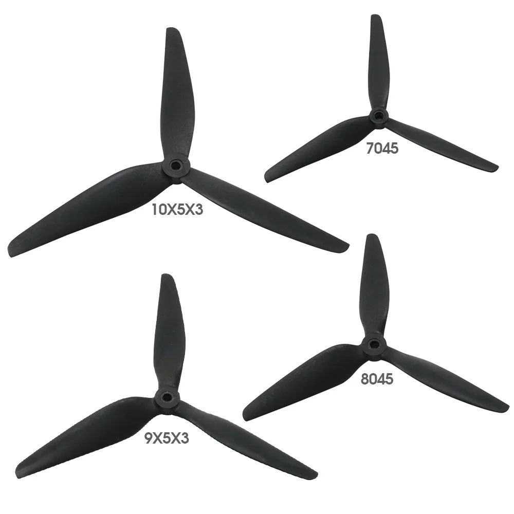 2Pairs 7045 8045 9050 1050 3-Blade Carbon Nylon Propeller Props CW CCW 7inch/8inch/9inch/10inch For RC Multirotor FPV Drone