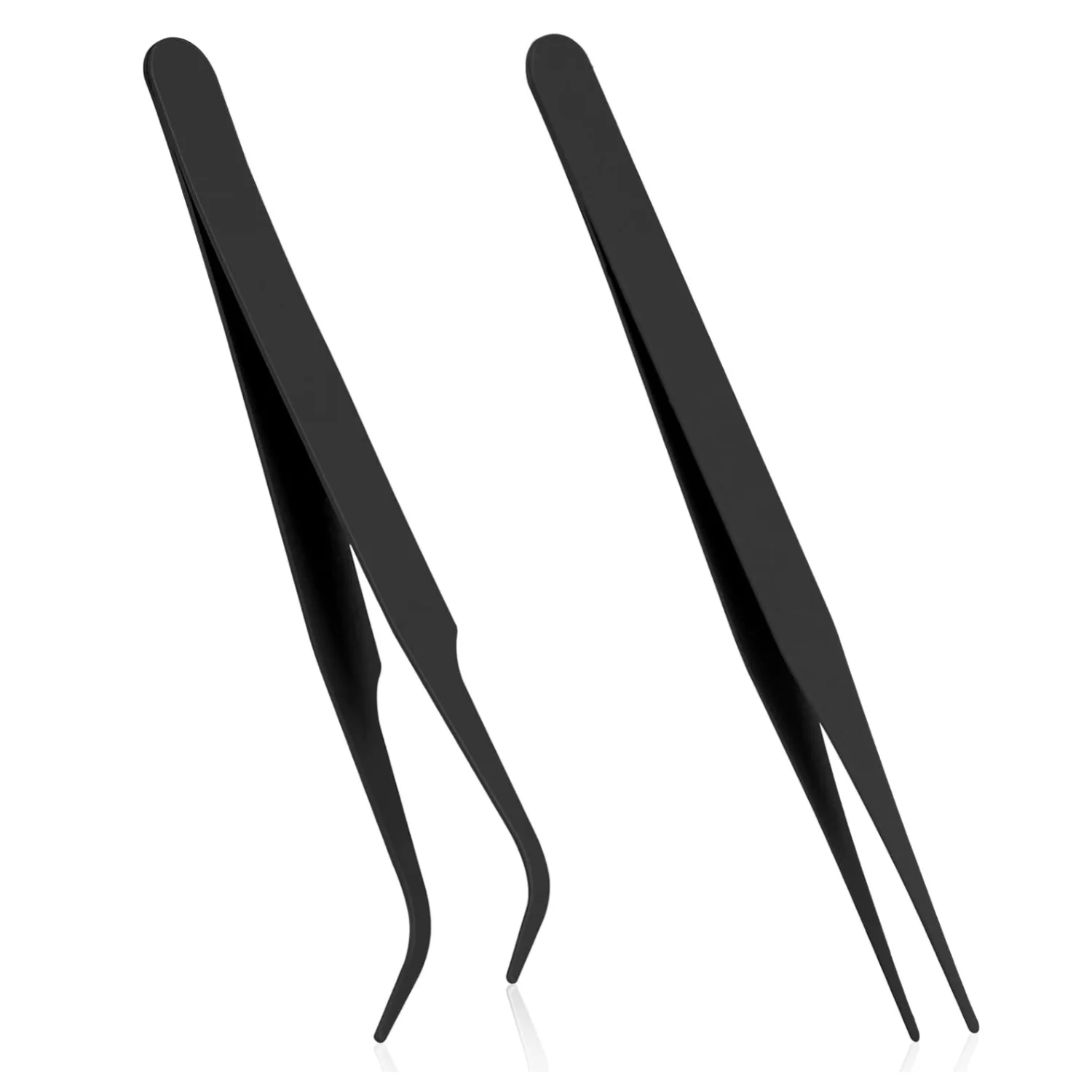 

Black handmade tweezers 2-piece, stainless steel multi-functional straight elbow tweezers small jewelry making tool, suitable for DIY jewelry making complex projects, card making, clipping, etc