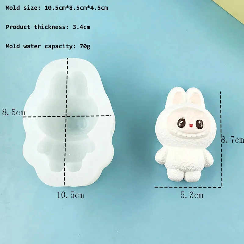 لطيف ثلاثية الأبعاد Labubu سيليكون Sugarcraft قالب الروائح الجص الصابون قالب شمع لتقوم بها بنفسك قالب الصابون لتقوم بها بنفسك Labubu دمية اليدوية الديكور