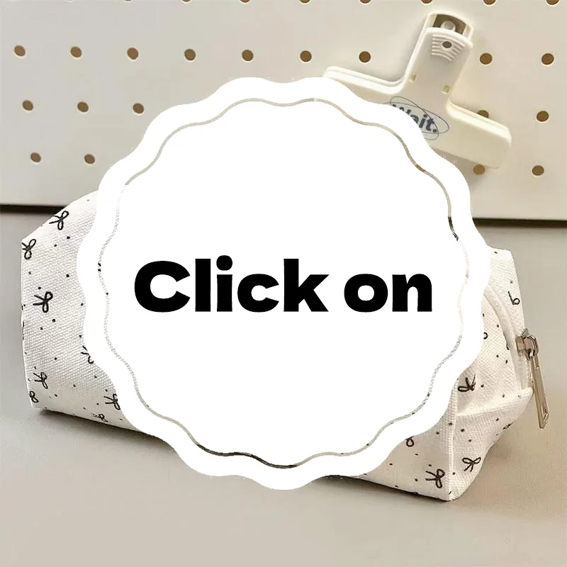 Canvas Pencil Case Cute Mini Bow Print And Large Capacity Smooth Zipper For Students School Daily Stationery Storage