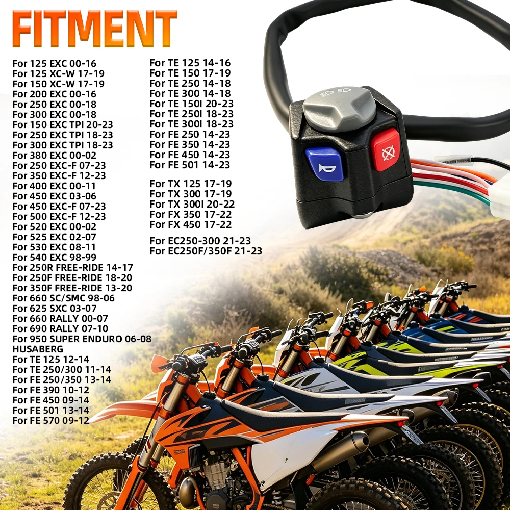 Motorrad-Scheinwerfer-Hupen-Abschalterschalter für KTM EXC XCW EXCF TPI 125 150 200 250 350 450 500 525 530 für Husqvarna TE FE TX – Detail 5
