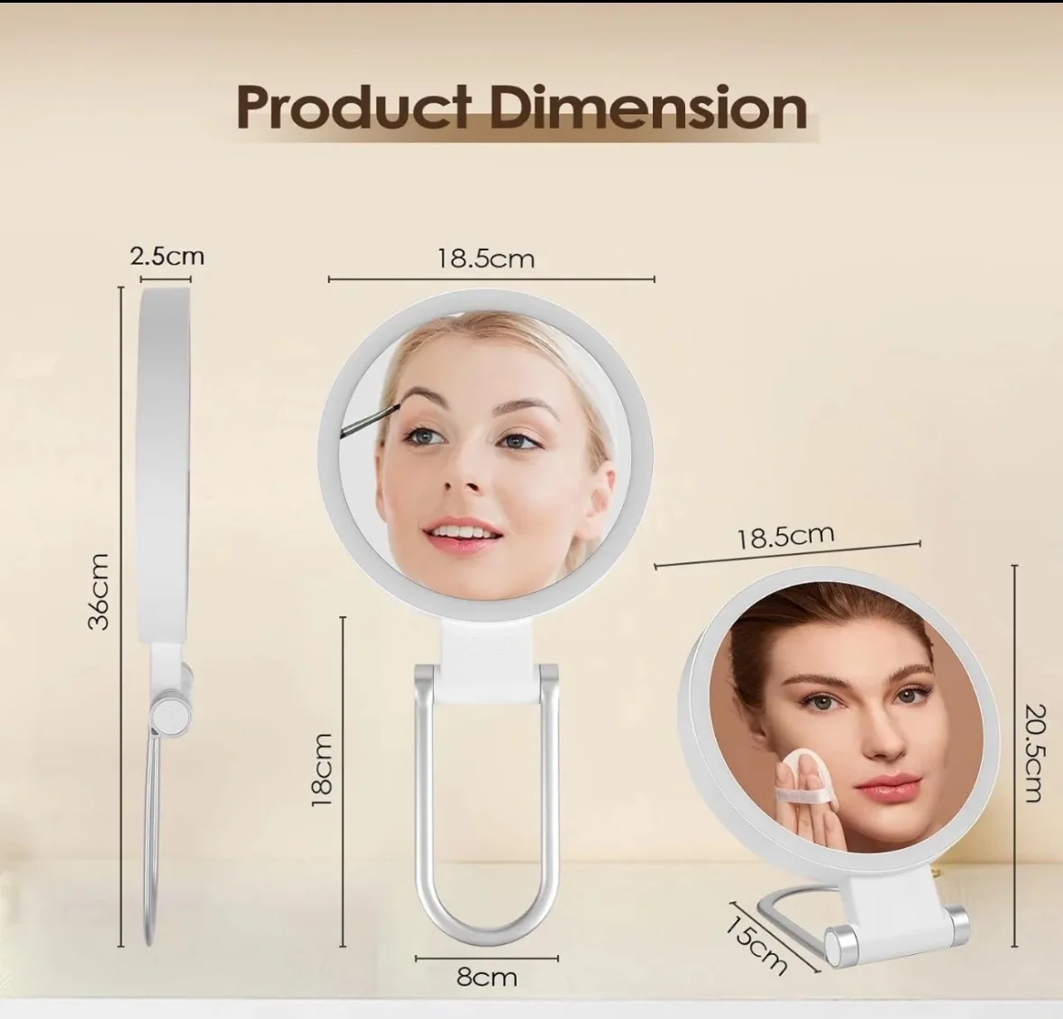 3 kleuren LED-make-upspiegel met touchscreen 5/10x USB oplaadbare dimmende make-upspiegel 3 helderheid draagbaar