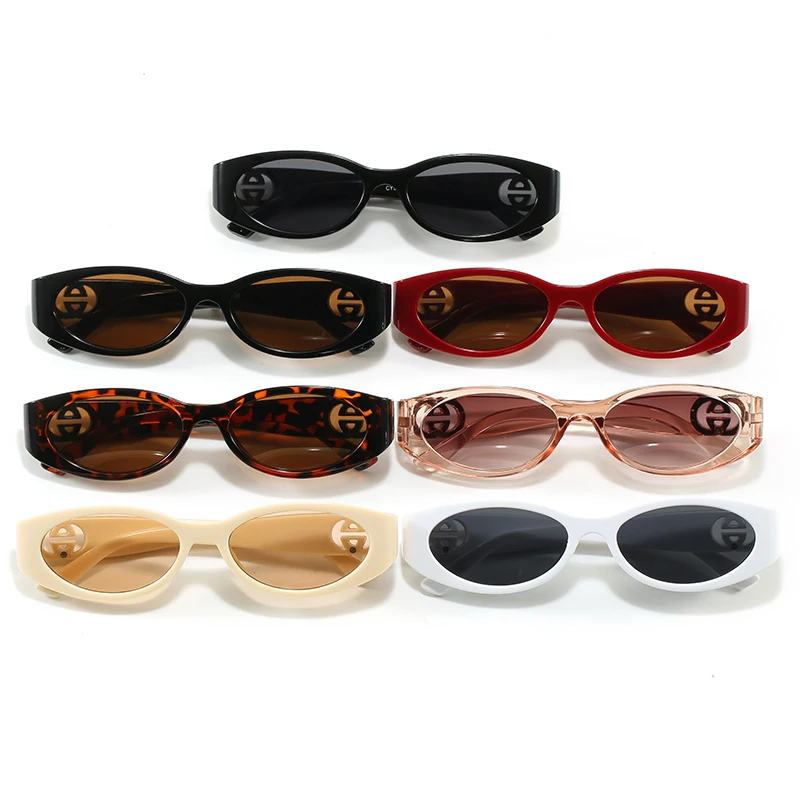 3 قطعة إطار صغير الموضة البيضاوي النظارات الشمسية امرأة العلامة التجارية تصميم نظارات شمسية الإناث زخرفة مستديرة خمر النظارات Oculos دي سول #5