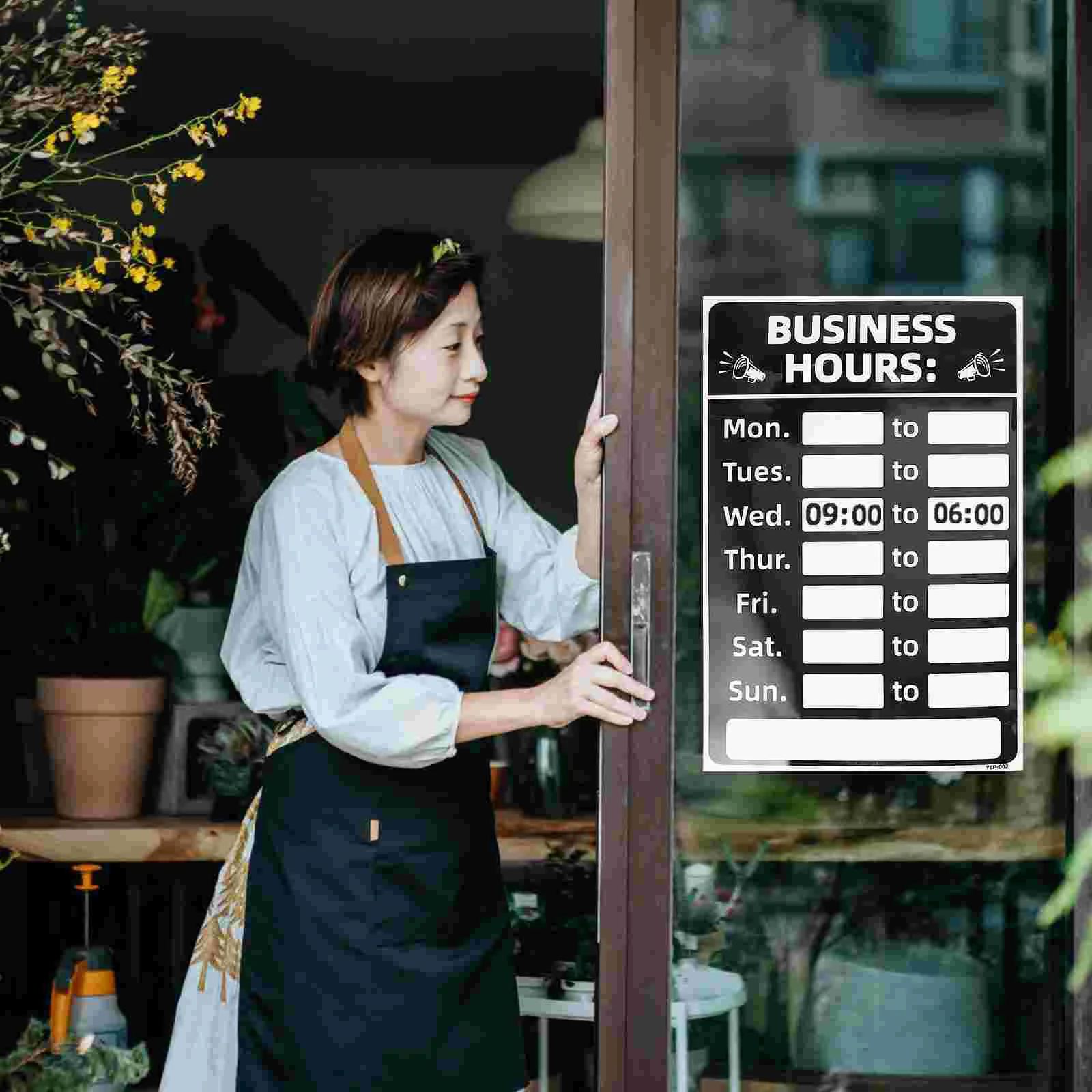 Opening Business Sign Signs for Shop Erasable Changeable Store Hours Office Stickers