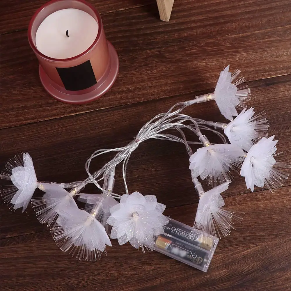 LED Fiber Optic Flower String Lights Battery Powered Double Layered Fairy Lamps 1.5M/3M Flash Christmas Tree Flower Lights