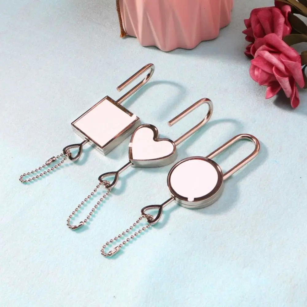 Portable Jewelry Box Suitcase Valentine Day Heart Shape Padlock Romantic Key Cabinet Door Lock Lock with Key