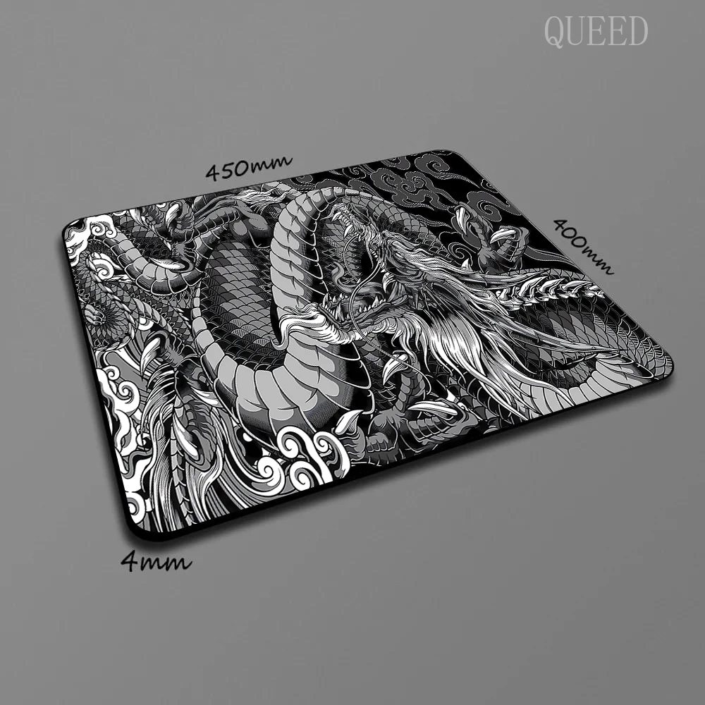 Black and White Dragon Control Balance Mousepad Gaming Gamer Mouse Mat Large Games Deskmat XXL Mouse Pad Pc Keyboard Mat 40x45CM