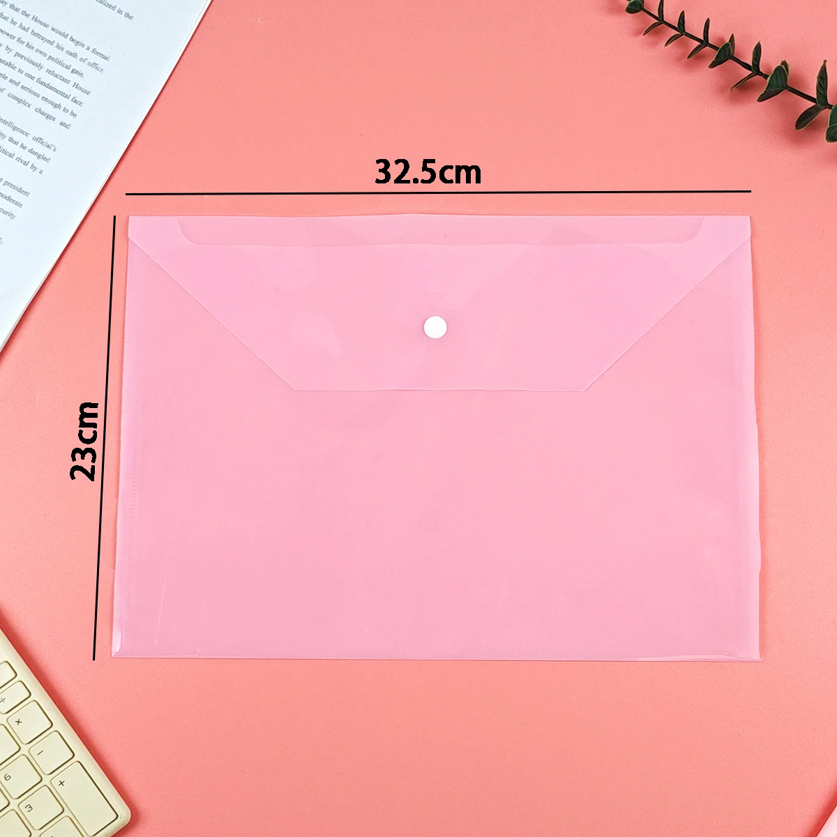 20 Pieces A4 File Bags with Gradient Transparent Snap Buttons, Thickeneded Large-Capacity Test Paper Storage Bags, Information Bags, Button Bags, File Bags