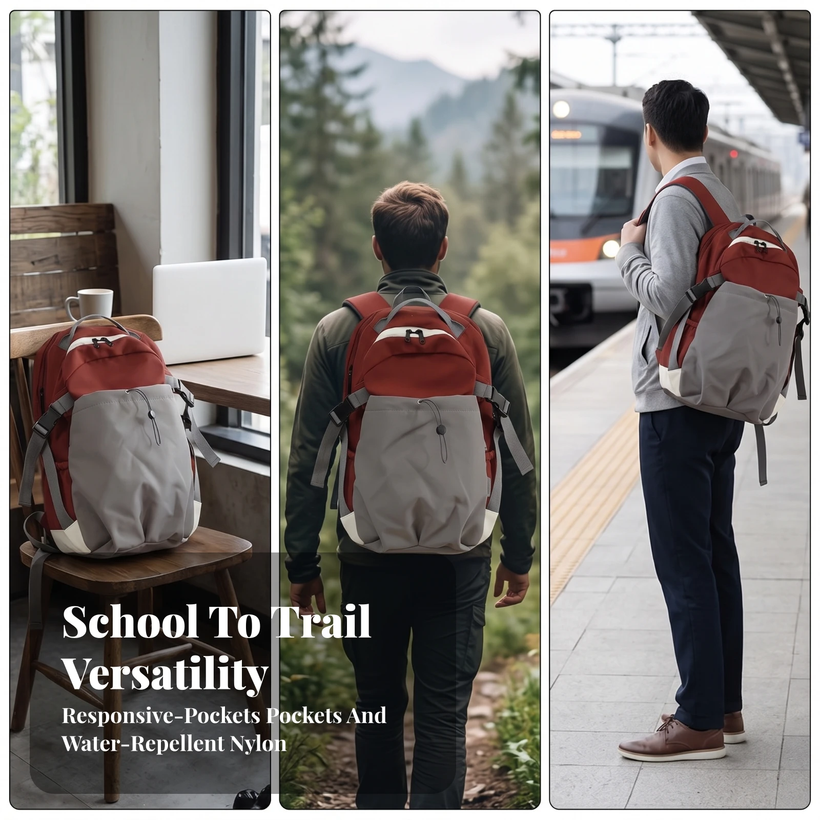 Backpack with Laptop Compartment Casual Backpack with Drawstring Pocket Daypack Comfortable Rucksack Lightweight for Commuters - view 6