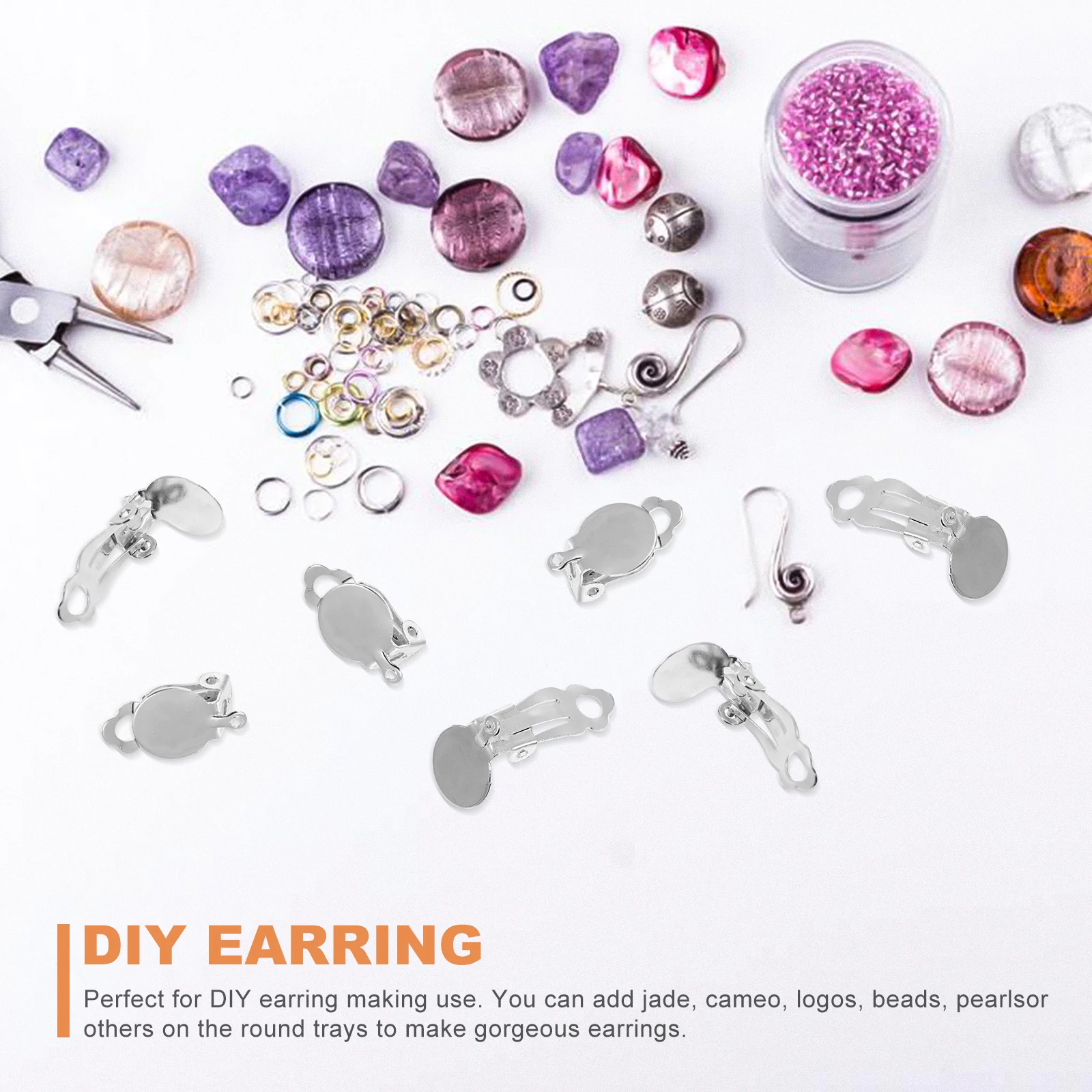 

100Pcs Clip-on Earring Base Premium Metal DIY Accessories Easy Operate Smooth Surface No Fading Gift Making Supplies