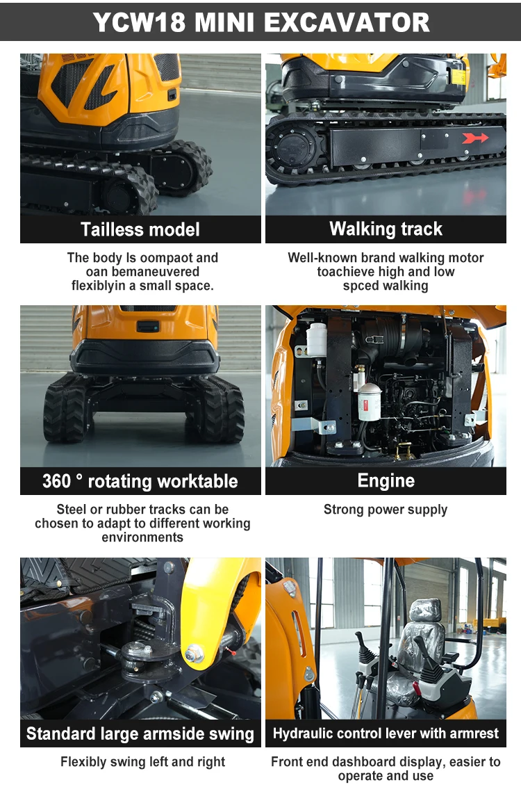 1,8 Tonnen Mini-Bagger Raupenbagger Stahlketten Hydraulischer Daumen Schnellwechsler CE EPA Euro 5 Maßanfertigung Kostenloser Versand – Detail 5
