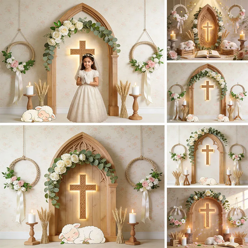 

Фон для фотосъемки на тему Святого Причастия, Крещения, Детского дня рождения, с крестом, для портретов, декор для фотостудии