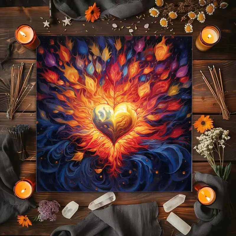 VIKAMA Deep Sea Luminous Jellyfish Tarot Tablecloth, Mystical Divination Altar Cloth Ceremony for Spiritual Room Decor