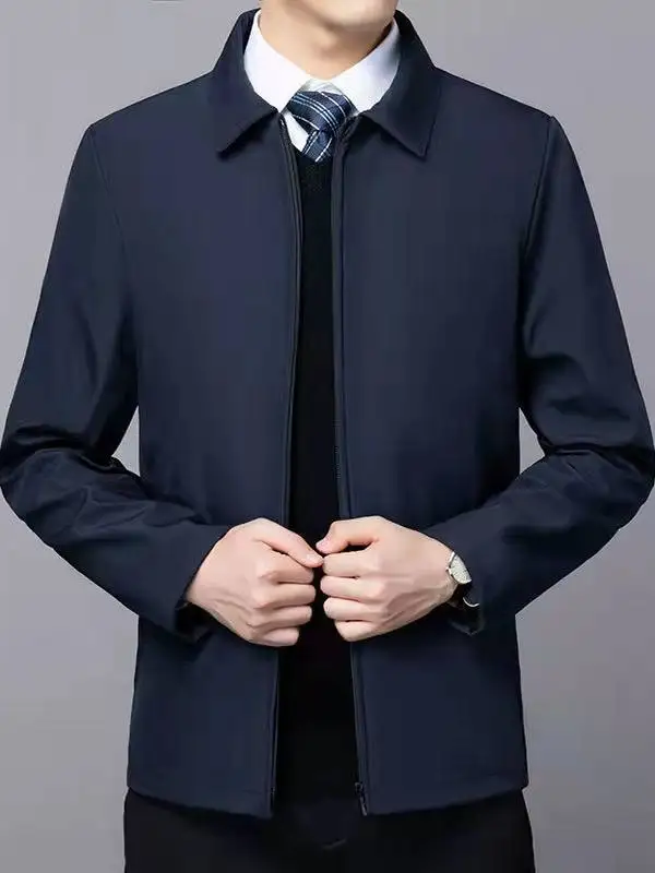 

Весенне-осеннее легкое мужское пальто среднего возраста и ly Fathers andpas Sli, облегающее пальто с декором на пуговицах