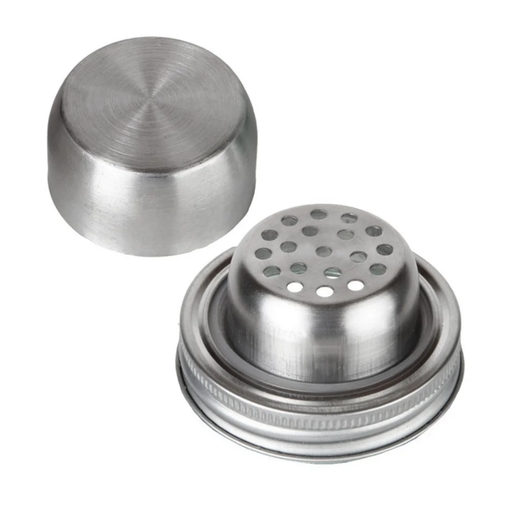 

2pcs Stainless Steel Cocktail Shaker Cover 70Mm Mason Jar Lid Leakproof Dust Proof Sifter Strainer For Kitchen Bar Use