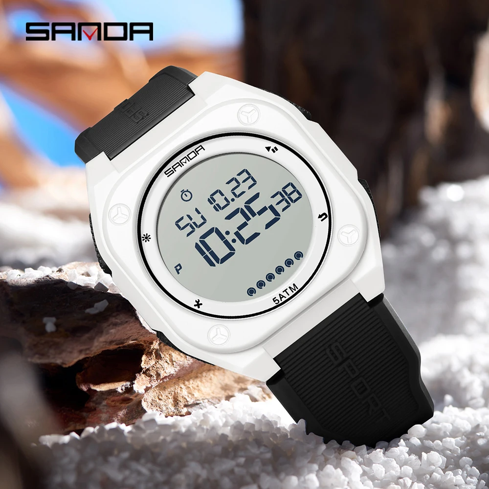 SANDA 6303Outdoor Sports Fashion Electronic Men's Watch Multi functional Alarm clock Chronograph Calendar Waterproof Men's Watch