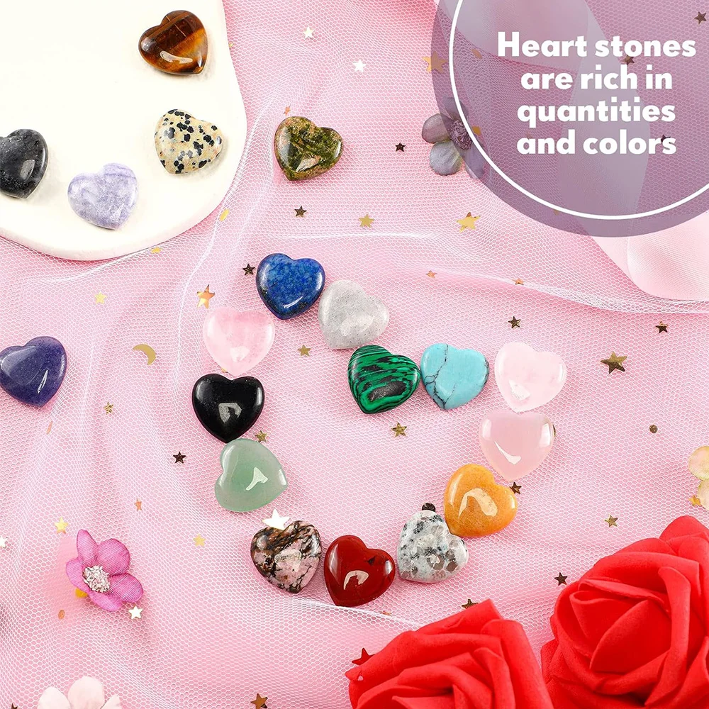 1pc Natural Heart Shaped Crystal Stones Mini Love Heart Palm Pocket Worry Stone Healing Meditation