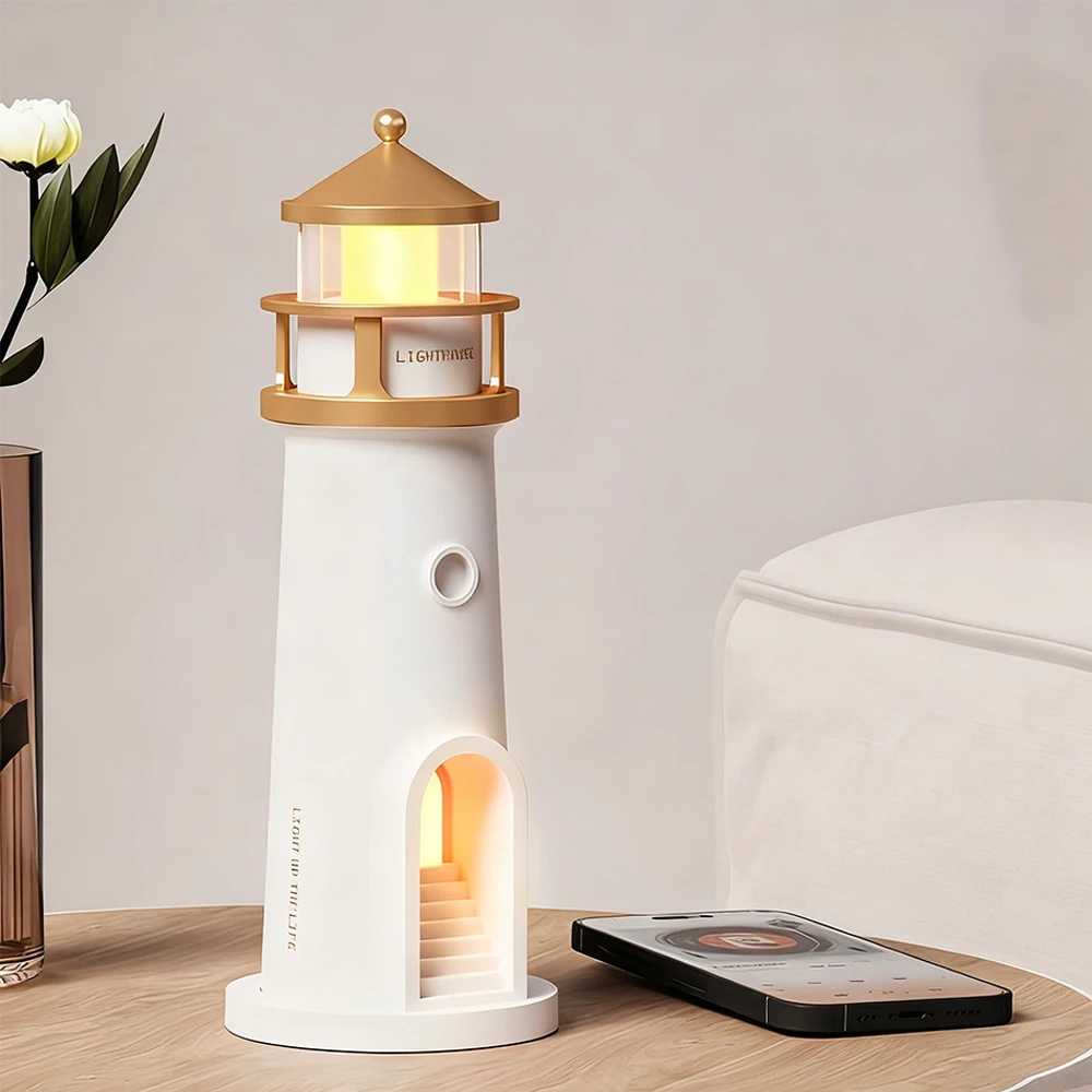 Moon Projection Night Lights Lighthouse Ambient Lights With Motion Sensor Aesthetic Desktop Decoration Light Christmas Gift