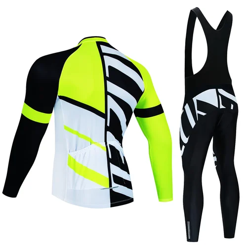 Imagen 2 del producto Nuevo equipo de otoño Ciclismo Jersey conjunto Ropa Ciclismo hombres Ropa de bicicleta de manga larga MTB Maillot bicicleta de carretera Baberos uniforme