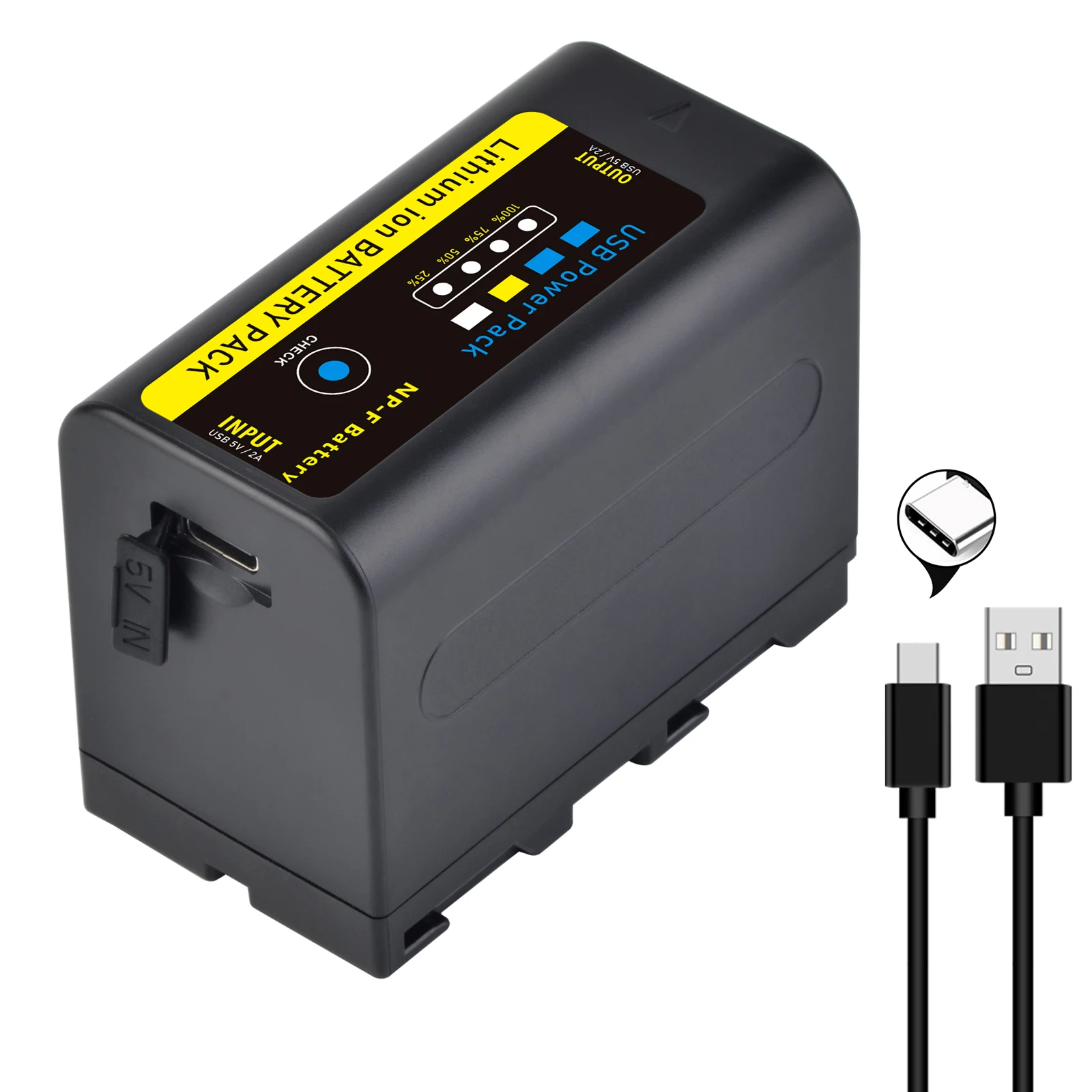 USB Output NP F750 NP F770 LED Power Indicator battery with Type C Port for Sony NP F970 F960 F550 F570 CCD-RV100  MC1500C