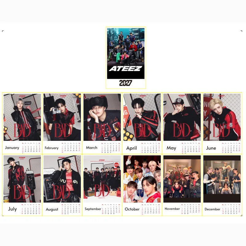 2027 Idol Boy ATEEZ Periphery New Style Desk Calendar Desktop Decoration San Seonghwa Yunho Yeosang Mingi Wooyoung Fans Gifts view 3