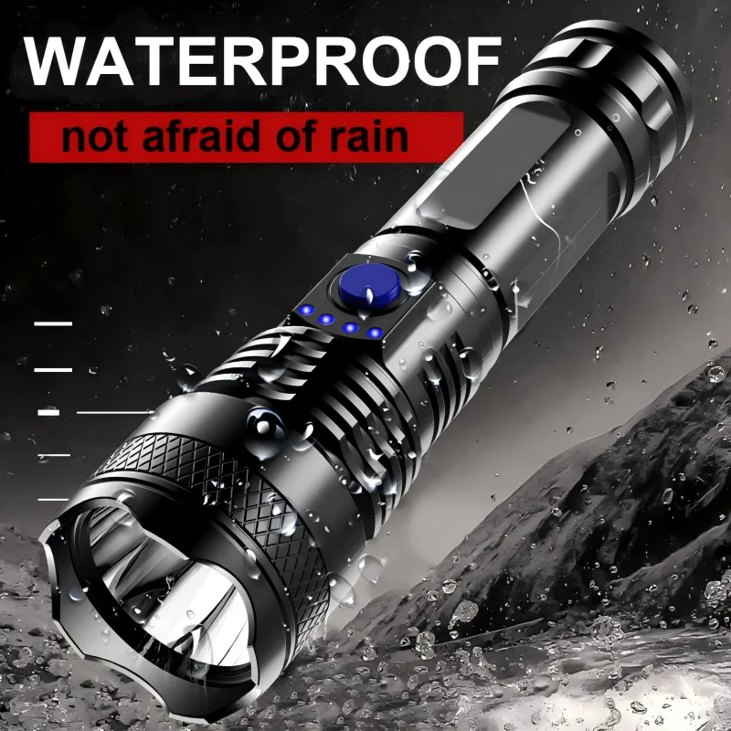 High Power LED Flashlight Super Bright USB Rechargeable Lantern Very Powerful LED Tactical Light Camping Emergency Work Lamp