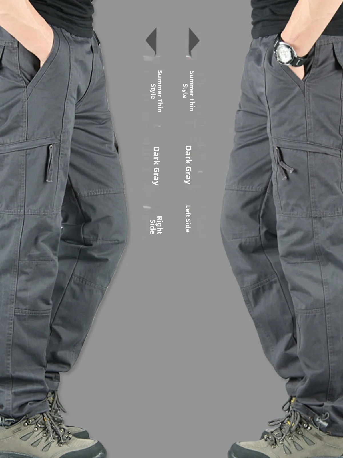 

Loose Fit Men's Workwear Trousers with Horizontal Zipper Casual Pants Multi kets Labor Protection Long Pants for Heavy Work