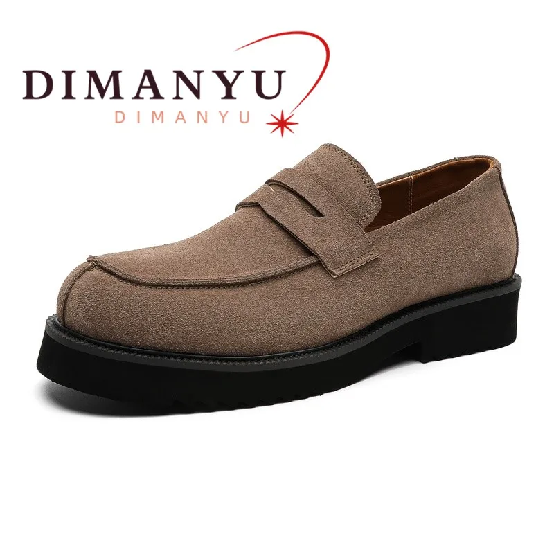 DIMANYU Men's Loafers British Style 2026 Thick-Soled Slip-On Loafers Casual Fashion Large Size Derby Shoes For Men