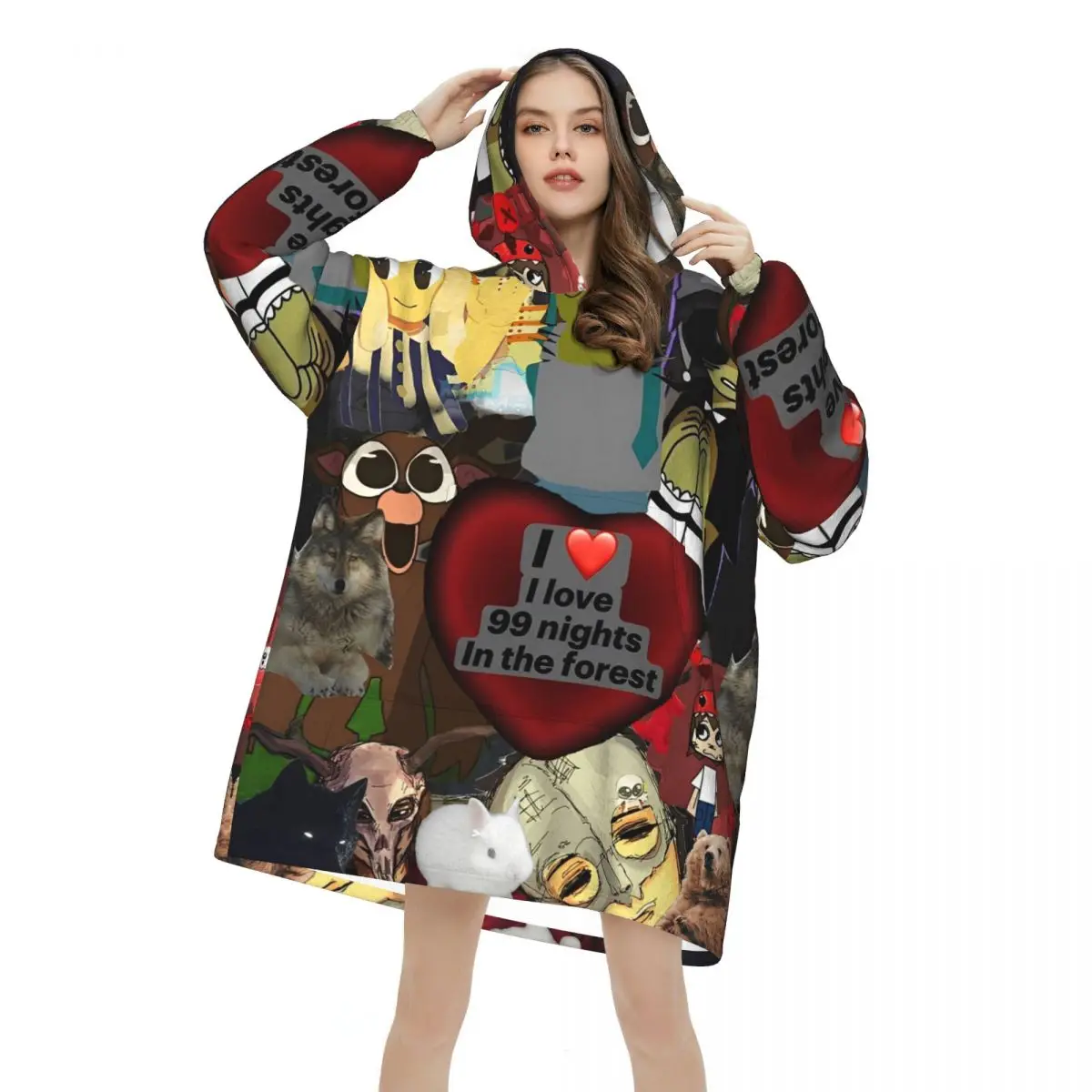 99 ليالًا في الغابات بطانية بقلنسوة يمكن ارتداؤها لألعاب الفيديو بطانية كبيرة مع جيب كيس نوم دافئ ناعم ومريح نيسيي