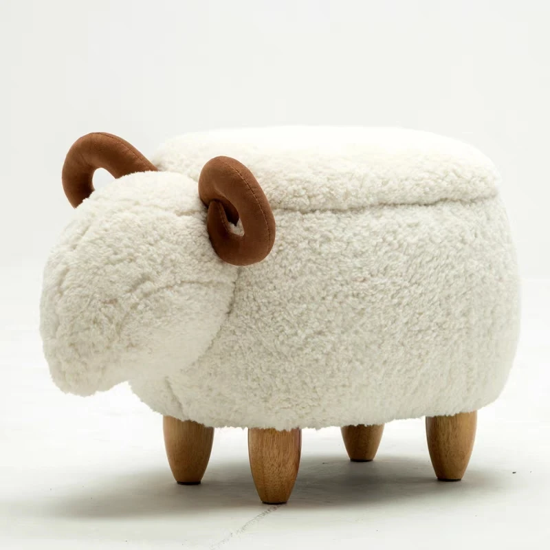 Modern Creative Animal Stool, Cute Lamb Storage Stool for Home Living Room Decoration, Cartoon Children's Stool Sheep Sofa Stool