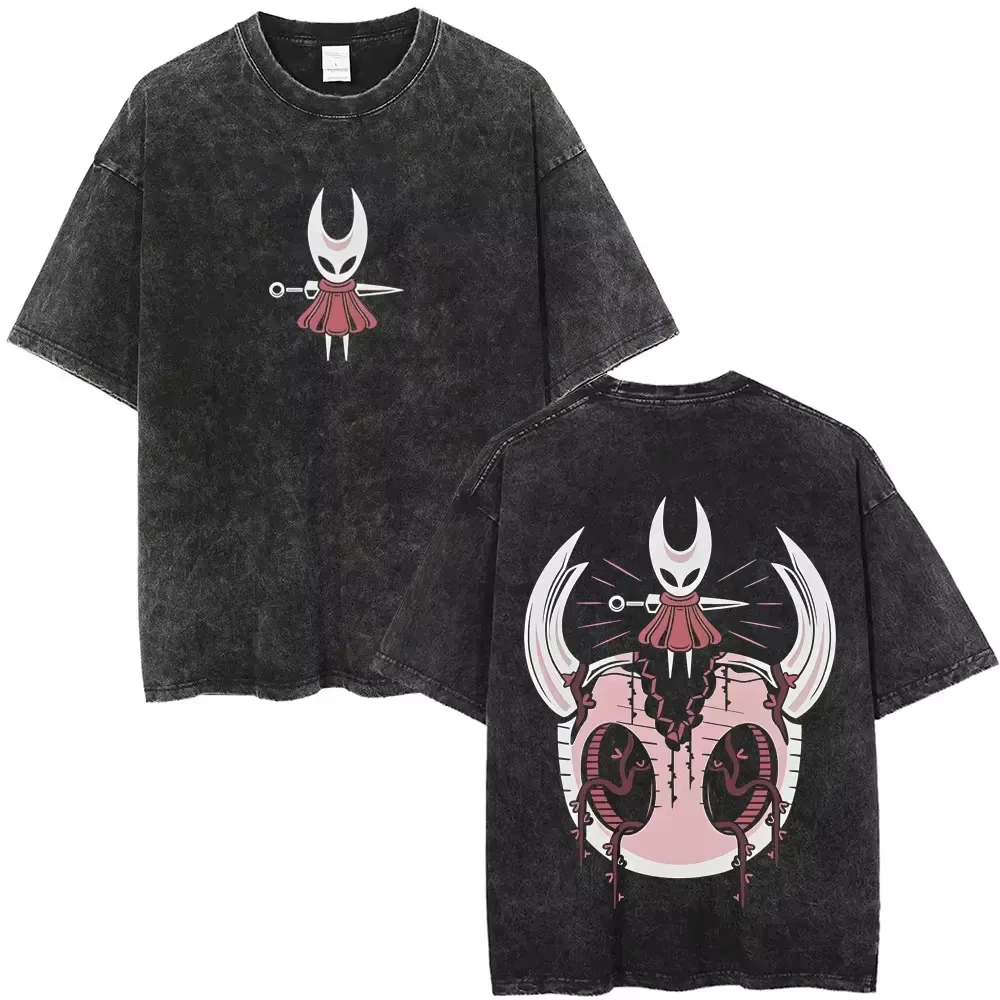 Hollow Knight Washed Vintage Graphic T-shirt Men Women Casual Oversized Unisex Streetwear Trendy Cotton high quality Couples tee