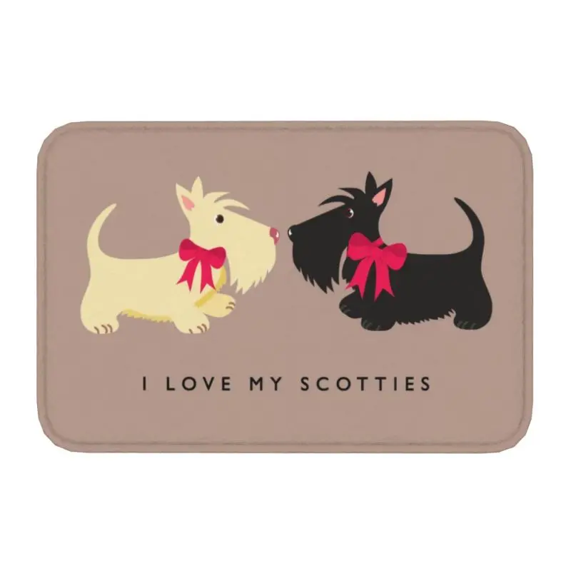 I Love My Scotties Front Door Mat Anti-Slip Indoor Quick Dry Scottish Terrier Dog Doormat Kitchen Bedroom Entrance Rug Carpet