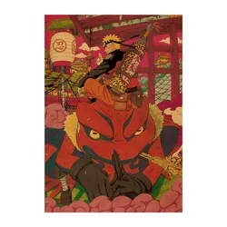 Anime Figure Naruto Retro Kraft Poster Uzumaki Naruto Cool Kakashi Bar Cafe Bedroom Cartoon Decoration Poster Sticker Toys Gifts
