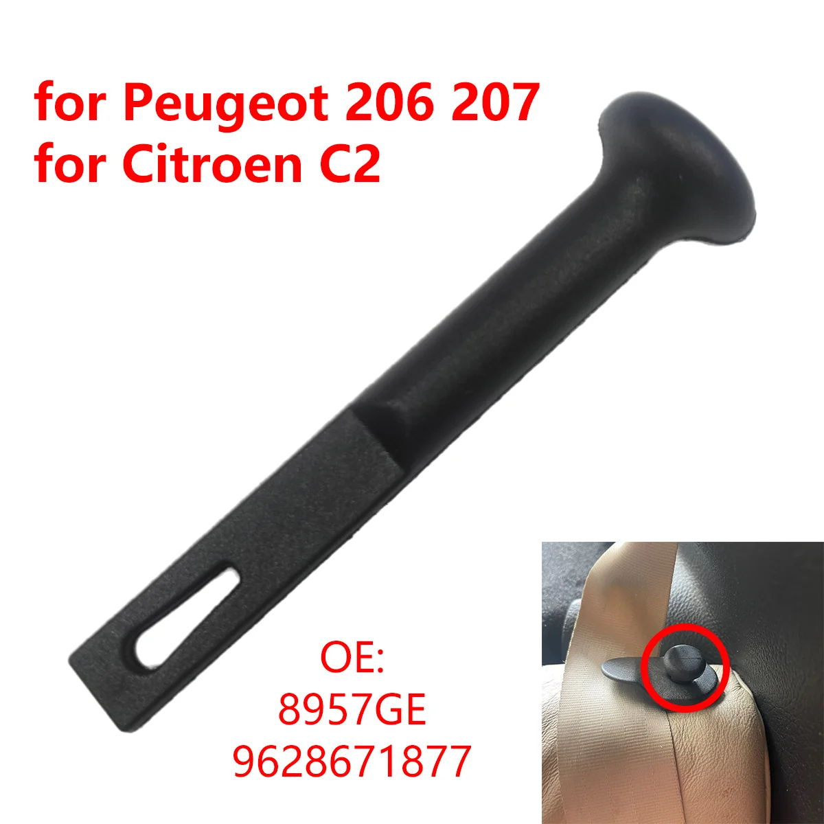 

8957GE Car Rear Seat Hinge Control Knob Backrest Bolt Guide Rod Handle for Peugeot 206 207 for Citroen C2