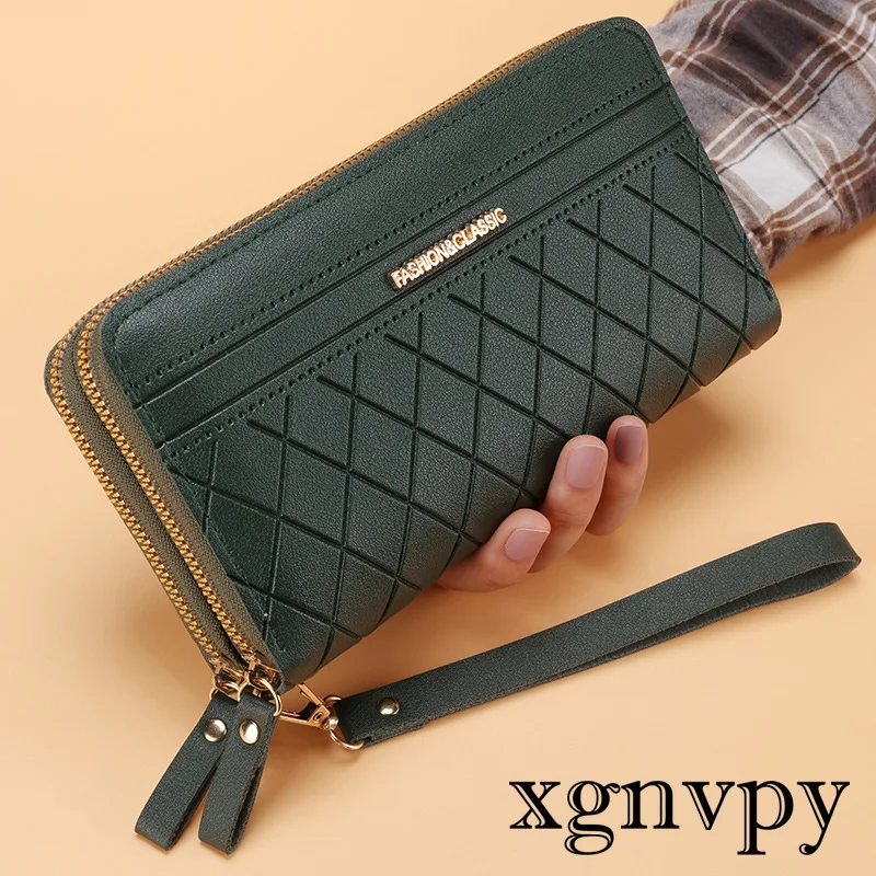 Xgnvpy-cartera larga coreana para mujer, monedero urbano Simple con doble cremallera, Popular, portatarjetas múltiple, accesorio elegante