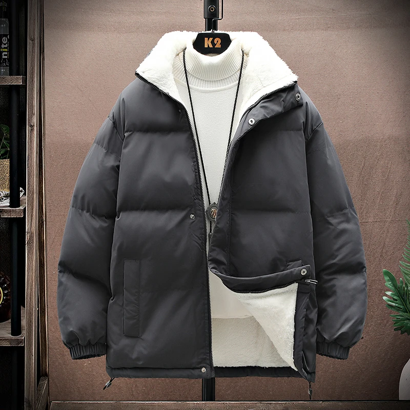 Couples Solid Color Down Coats Standing Collar Warm Simple Solid Color Thin Look High Trend All Quality Fabric Comfortable Skin