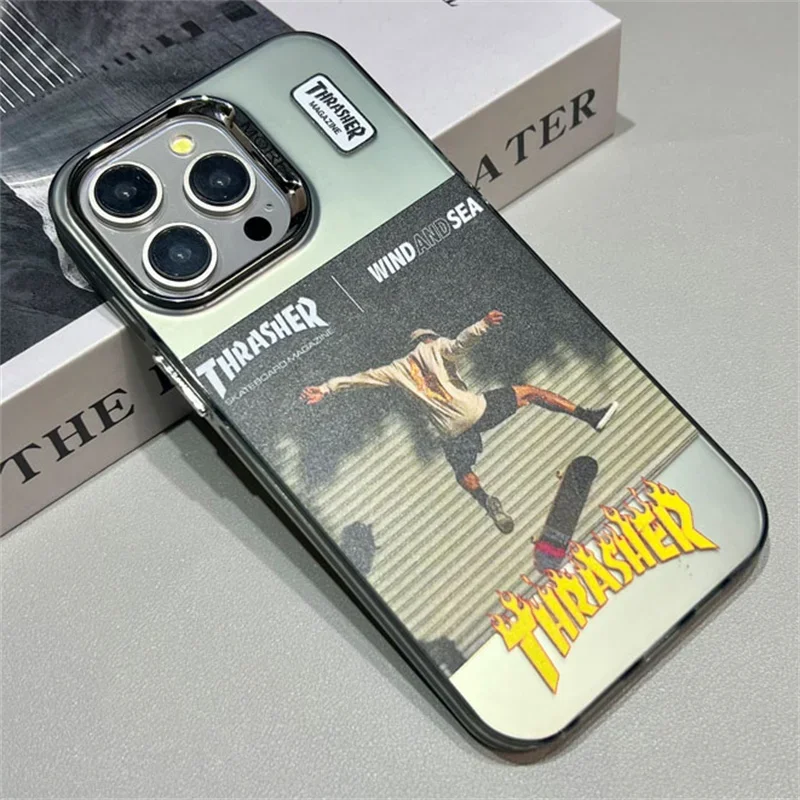 Gothic Streetwear Clear Phone Case For iPhone 15 14 13 12 11 Pro Max Plus XR XS X 8 7 SE2 Silicone Plating Lens Protective Cover