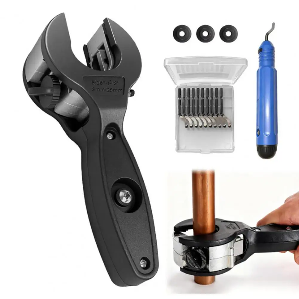 Pipe Cutter Ratcheting Tubing Cutter with Replaceable Steel Blades Compact Portable Pipe Cutting Tool 2-in-1 Quarters for Pvc