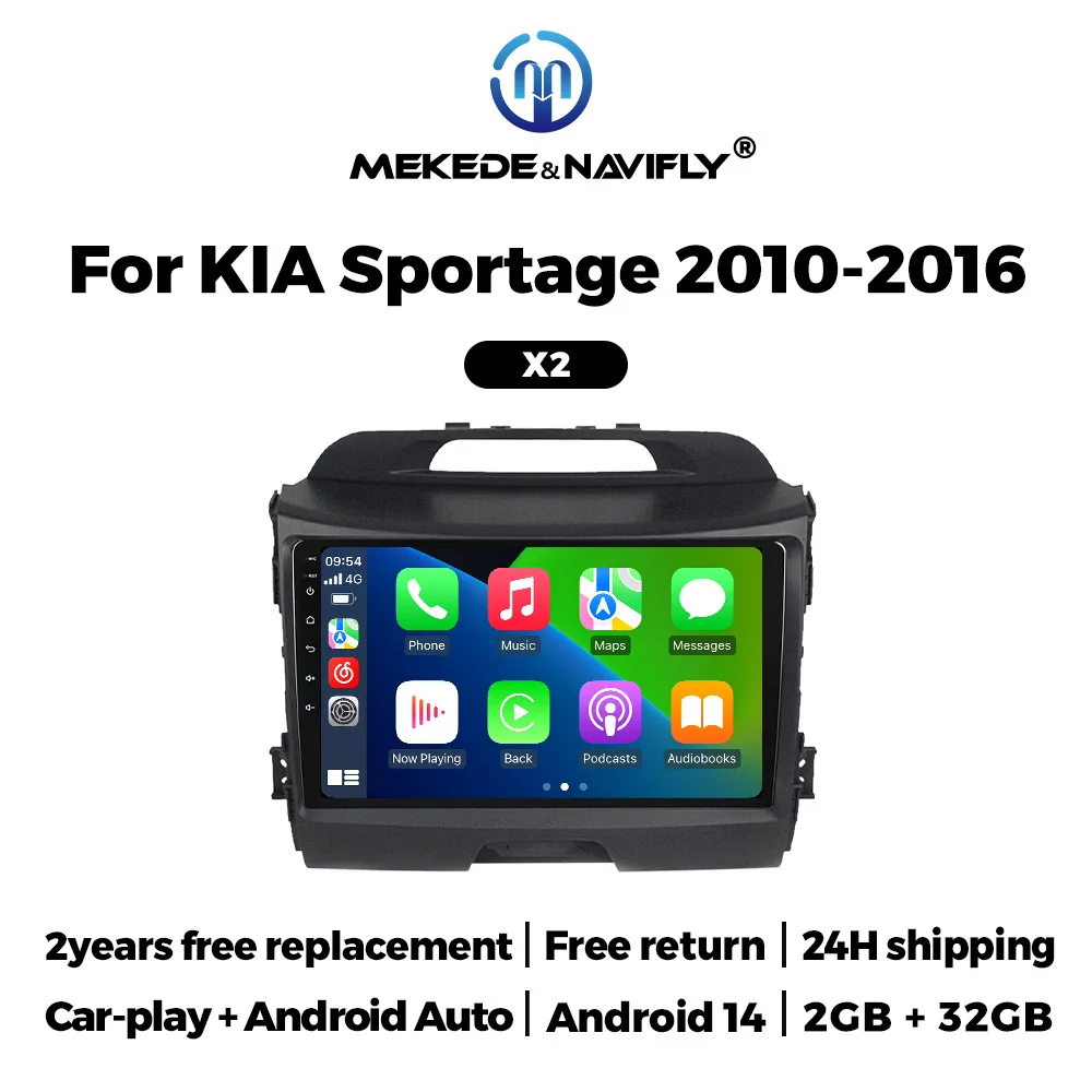 

MEKEDE & Navifly 2DIN Android 14 Wireless Carplay Car Multimedia Video Player For KIA Sportage 3 2010-2016 WIFI GPS FM Autoradio