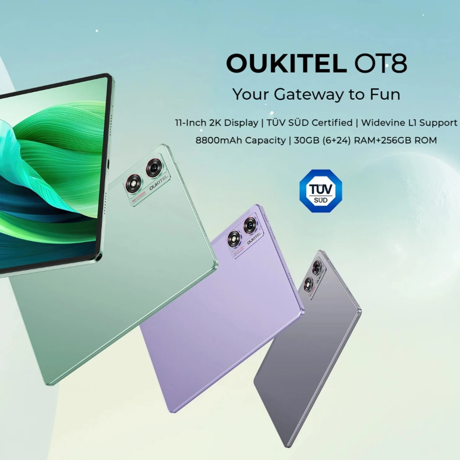 OUKITEL OT8 Tablet PC 13MP Camera 11 inch Android 13 Unisoc Tiger T606 Octa Core 6GB+256GB 8800mAh 18W 4G Tablet PC