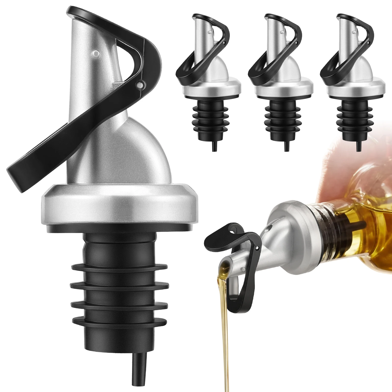 5/4 Stück Olivenöl-Ausgießer, automatische Klappausgießer für Olivenöl, auslaufsichere Düsen für Essig, Likör und Öl