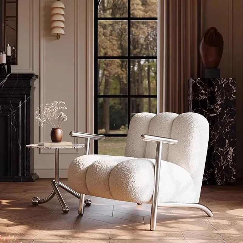 

White Cream Chairs Dresser Makeup Luxury Modern Unique Design Comfortable Living Room Chairs Fashion Fauteuil Home Furniture