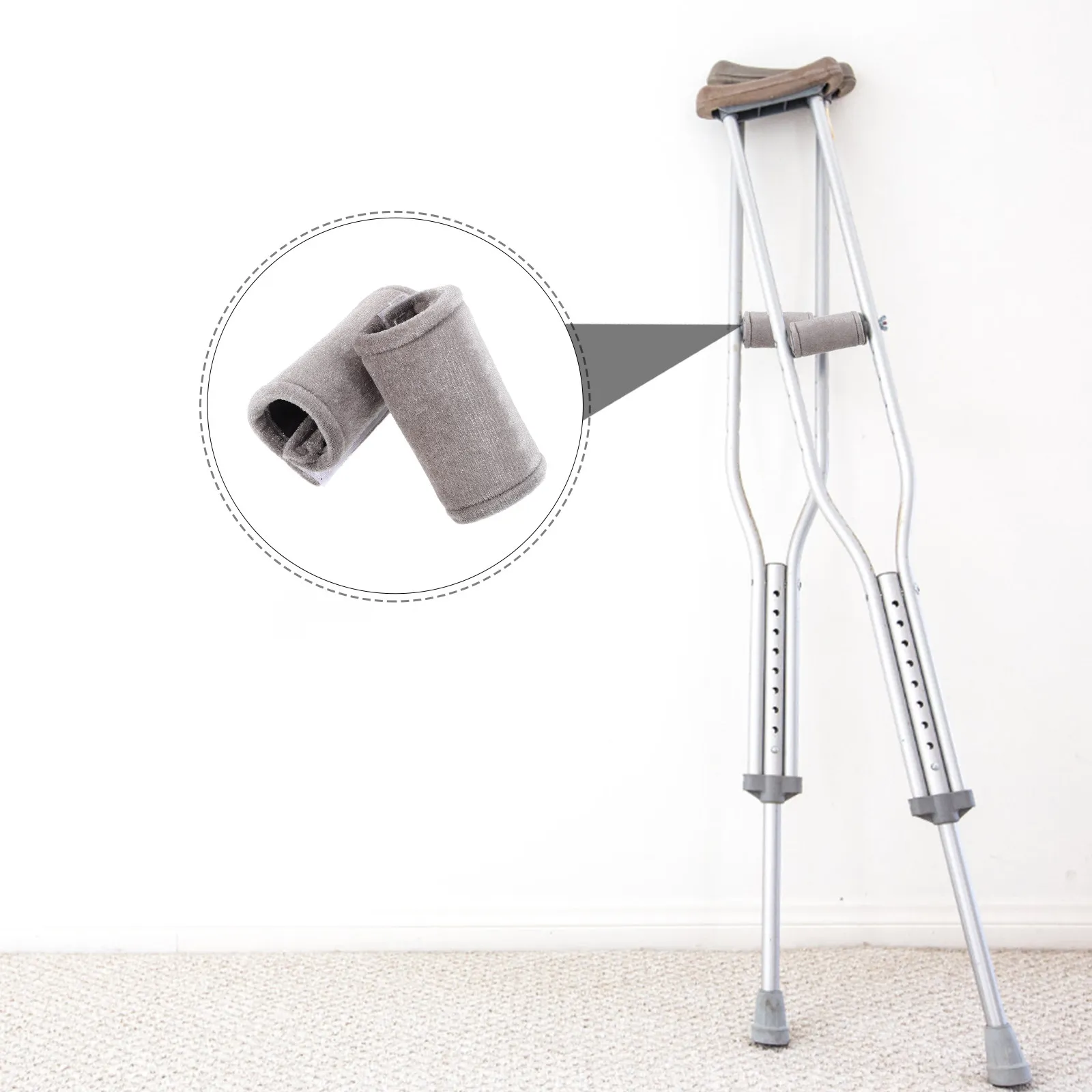 2Pcs Underarm Crutch Pads Soft Comfortable Cane Handle Cushions Anti-Collision Elastic Design Elderly Mobility Equipment