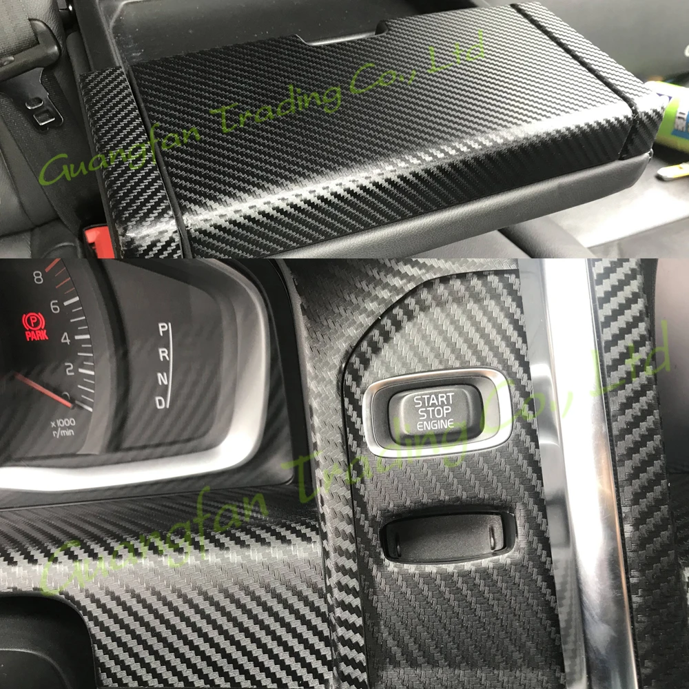 Car-Styling 3D/5D Carbon Fiber Car Interior Center Console Cover Color Change Molding Sticker Decals For Volvo XC60 2009-2017