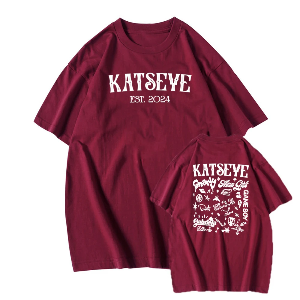 T-shirt retrò Katseye a 2 lati Katseye Beautiful Chaos Tshirt Kpop Tshirt Gabriela Tees Unisex maniche corte Top Fan Regali