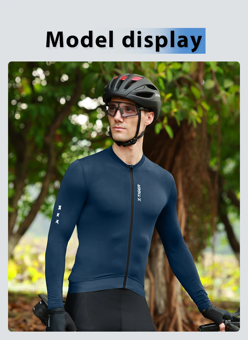 X-TIGER Radtrikot mit langen Ärmeln und Reißverschluss, Sport-Radtrikot für Herren, professionelle, figurbetonte Fahrradbekleidung, Herren-Radtrikot. – Detail 14