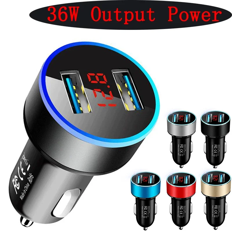 

Dual USB Car Cigarette Lighter Charger LCD Display Car Charger Adapters for IPhone Xiaomi Huawei Auto Accessories