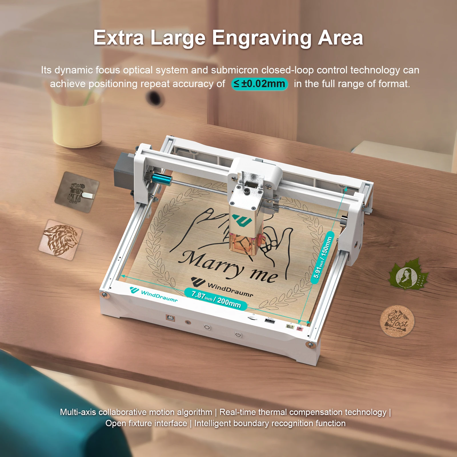 Laser Engraver 3W High Accuracy DIY Laser Engraving Machine Offline Usage Laser Cutter and Engraver for Wood Leather CNC Machine