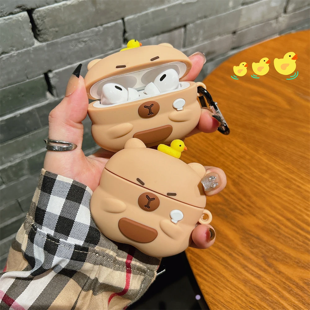 

Capybara Honeybee Cute Cartoon Silicone Case For Apple Airpods 3 2 1 Pro 2 With Keychain Case Wireless Charging Soft Cover Box