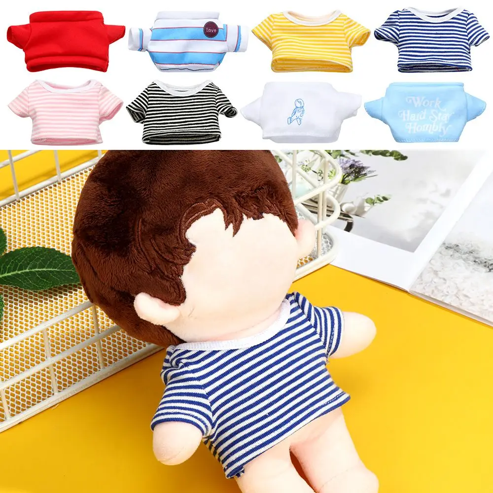 Giocattolo che cambia Dressing Game Playing House 20CM Doll t-shirt Idol Doll Clothes Stripes manica corta in cotone imbottito